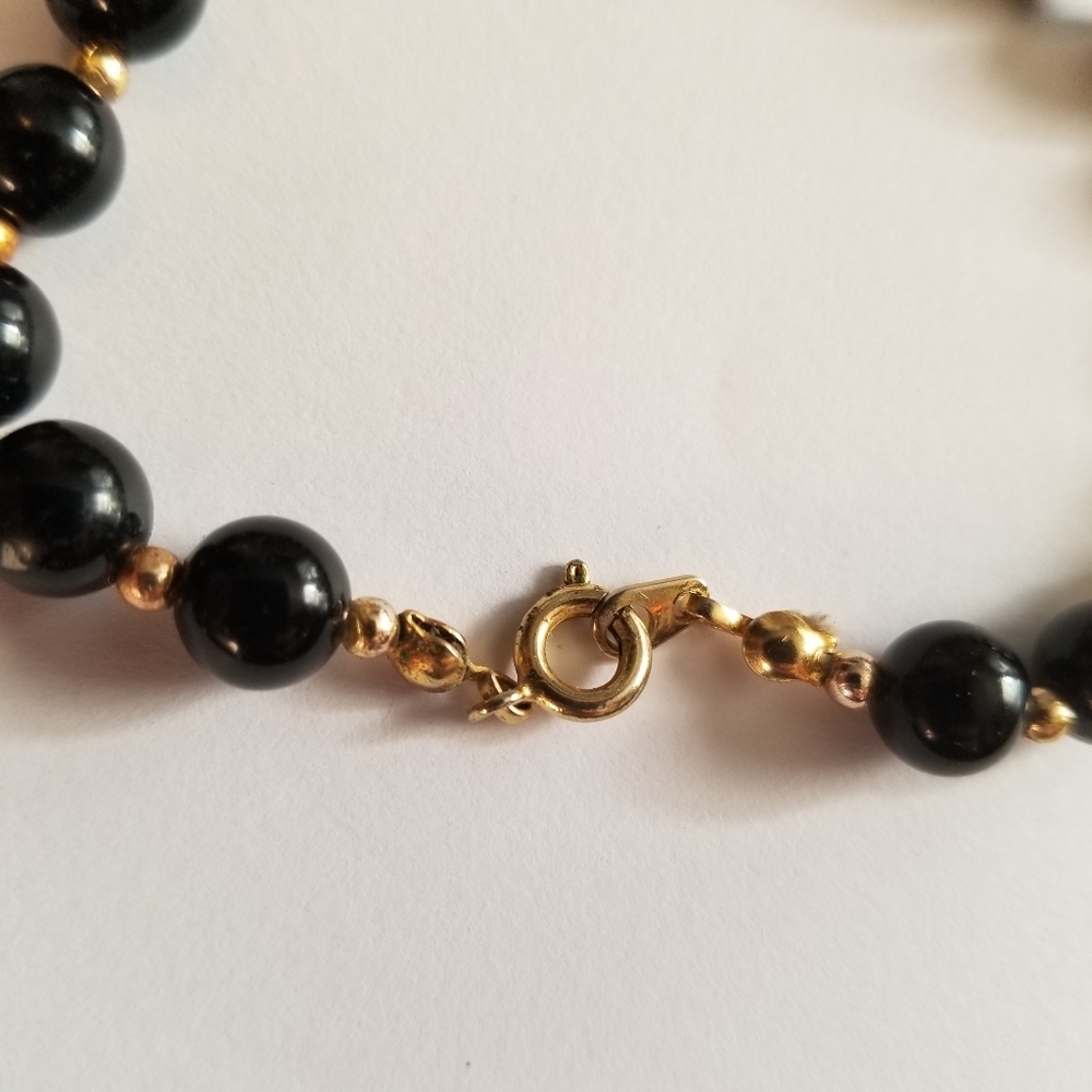 Vintage necklace black beads necklace gold tone retro - Picture 7 of 12